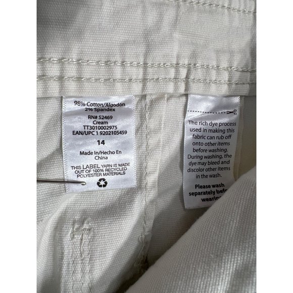 Time and Tru High Rise Utility Slim Jeans Womens 14 Cream Cotton Blend Carpenter - Picture 6 of 9